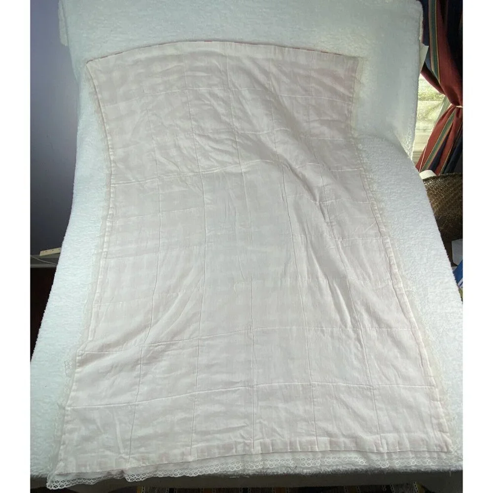 VTG 70s 80s Handmade Red Gingham Quilt 53x39 Bunny Appliqué Cottagecore Easter‎